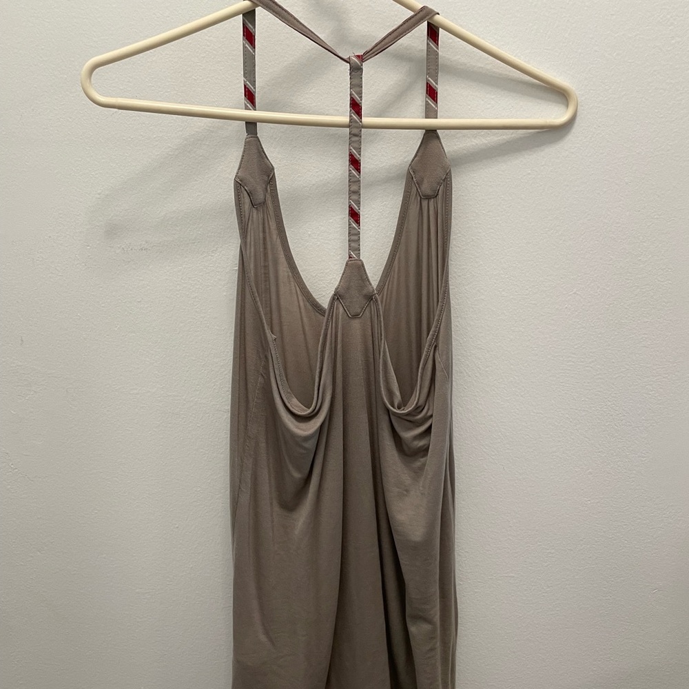 Ben Sherman tank top khaki green with ribbon detail straps